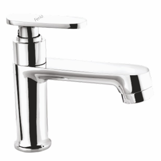 Ferio Pillar Wash Basin Tap - Silver with Chrome Finish Water Tap for Bathroom Washbasins & Kitchen Sinks Faucet - Sophisticated Design - Premium Brass Construction Wall Mount Installation Type