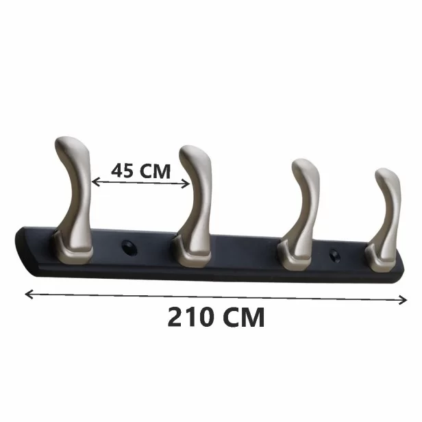 Ferio Zinc 4 Pin Hook Cloth Hanger Door Wall Hooks Rail for