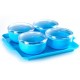 Ferio 450ML Bowl Set With Tray Snacks Serving Bowls With Tray - Airtight And Lids - Food Grade Plastic Dry Fruits/Snacks Container Storage For Home (Pack Of 4 Bowl And 1 Tray, Blue)