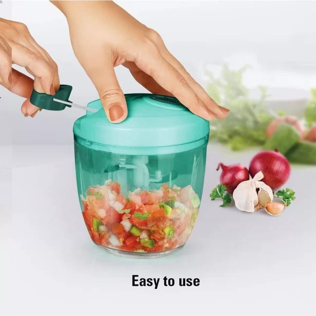 Ferio Handy Chopper with blades, XL, Vegetable Fruit Nut Onion Chopper,  Hand Meat Grinder Mixer Food Processor Slicer Shredder Salad Maker Vegetable  Tools (900ml) (1)Green