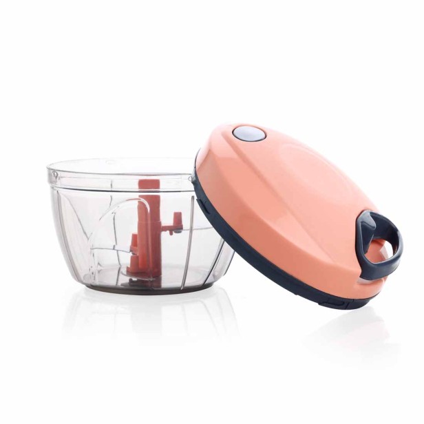 Ferio 500 ML Plastic Kitchen Product Vegetable Chopper, Cutter, Lid for Kitchen, 3 Stainless Steel Blades, Whisker Blade All in One (Colour Peach, Pack Of 1 )