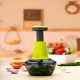 Ferio 500ML Manual Push Speedy Hand Press Food Chopper with 3 Blade Chopper for Vegetables, Fruits, Nuts and More-Egg Whisk-Perfect Chopping with Easy Push and Close Button (Green-Color Pack of 1)