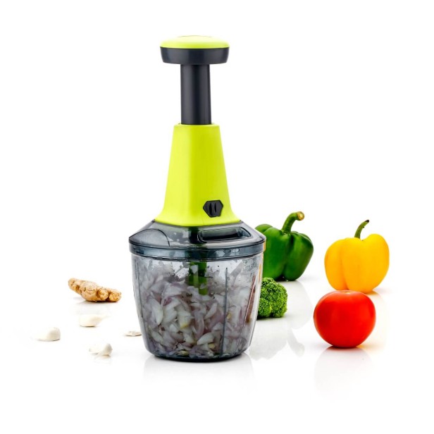 Ferio 950ML Manual Speedy Push Hand Press Food Chopper with 6 Blade Chopper for Vegetables, Fruits, Nuts and More-Egg Whisk-Perfect Chopping with Lock & Unlock System (Green- Pack of 1)
