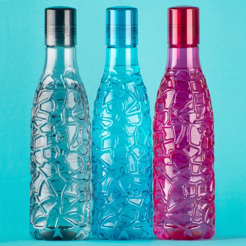 Crystal Clear Water Bottle Set of 6 1 litre, Plastic Fridge Water Bottle  Set