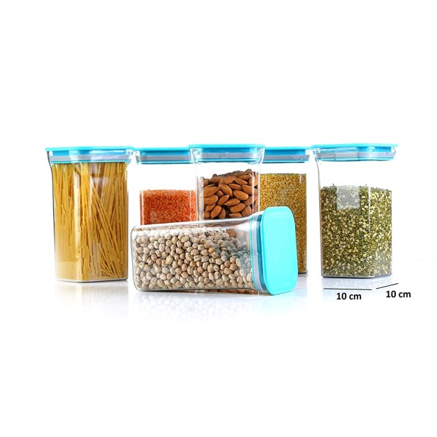 Ferio 1100 ML Premium Quality New Air Tight Container Unbreakable Transparent Jar | Plastic Jar | Storage Containers | Container sets | Storage Jar | Masala Box | Freezer Storage Box | Kitchen Plastic Grocery Container  (Pack of 3, Blue)