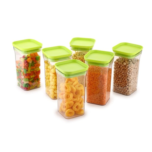 Ferio 1100ML Premium Quality New Unbreakable Transparent Jar | Plastic Jar | Grocery Containers | Kitchen Storage Box Idle for Food | Grain | Rice | Pasta | Spices And Pulses Container | Plastic Grocery Container  (Pack of 3, Green)
