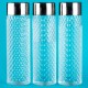 Ferio Crystal Diamond Water bottle set for Fridge, Office, Sports, School, Gym, Yoga | 1000 ML | Unbreakable & Leak-Proof (Transparent, Pack of 3 )