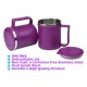 Ferio Steel Coffee Cup with Lid (Plastic Outer) Stainless Steel Coffee Stainless Steel, Plastic Coffee Mug  Break Time Portable & Easy Clean (Color Purple 200 ml, Pack of 2)