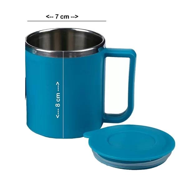 200 Ml Blue Color Plastic Outer Steel Coffee Cup