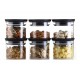 Ferio Plastic Airtight Container/Storage Box for Kitchen Jar Set, Kitchen Organizer Container Set Items, Air Tight Containers For Kitchen Storage - 500ml (Pack Of 6, Black)