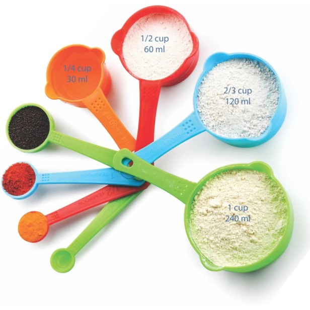 Ferio Measuring Spoons, 8 Piece Plastic Measuring Cup and Spoon Set, Measuring Cups Stackable for Measuring Dry and Liquid Ingredients for Baking and Cooking