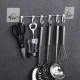 Ferio Self Adhesive Stainless Steel Rod with 6 Hooks Wall Mounted Utensil Hanging Rack Holder | Bathroom Towel Hanger | Kitchen Hanger Hooks , Pack of 1 