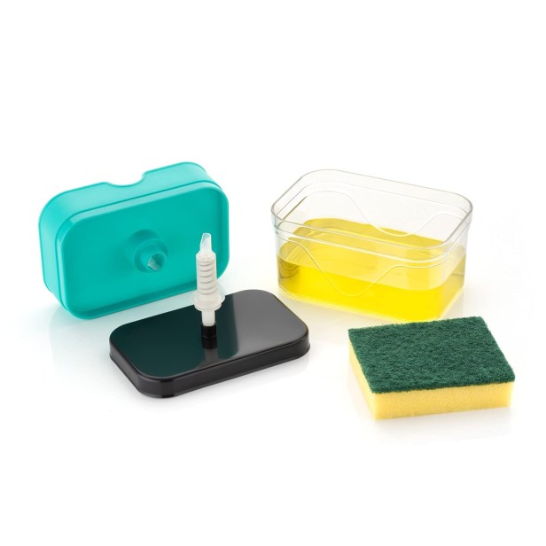 Ferio 2 in 1 Soap Dispenser for Dishwasher Liquid Holder , Liquid Dispenser Through Pump ( Multi-Color ) with Sponge Soap Pump with Sponge Pack of 1