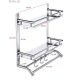Ferio High Grade Stainless Steel Wall Mount Shelf 3 Tier Bathroom Shelf/Rack with Towel Holder/Towel Hooks/Bathroom Accessories Wall-Mount (Silver)