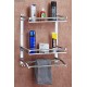 Ferio High Grade Stainless Steel Wall Mount Shelf 3 Tier Bathroom Shelf/Rack with Towel Holder/Towel Hooks/Bathroom Accessories Wall-Mount (Silver)