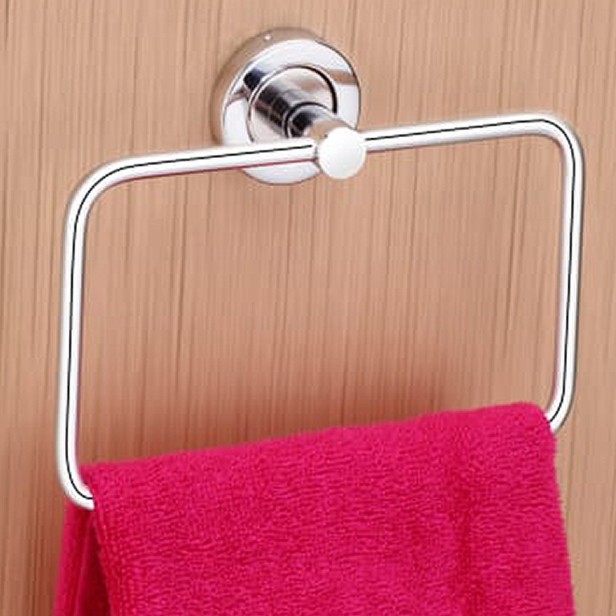 Ferio Stainless Steel Bathroom / Kitchen Towel Napkin Ring Rod/Holder Wash Basin/Napkin-Towel Hanger/Bathroom Accessories Chrome Finished (Towel Ring, Squire 6 Inch)