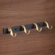 Ferio 4 Pin Zinc Bathroom Cloth Hooks Hanger Door Wall Bedroom Bathroom Robe Hooks Rail for Hanging Keys, Clothes, Towel Hook (Gold nd Black ) (Pack of 1)