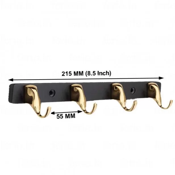 Gold Nd Black 4 Pin Zinc Bathroom Cloth Hooks Hanger