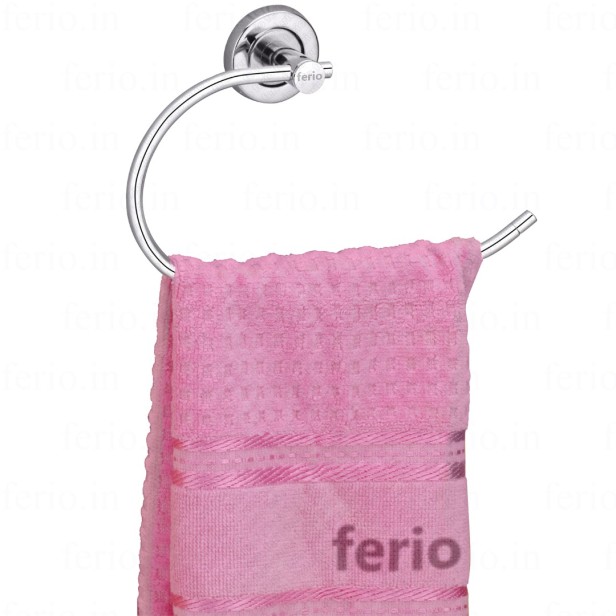 Ferio C- Shaped Napkin Ring for Wash Basin Stainless Steel Napkin Holder and Ring, Towel Hanger and Hodler for Bathroom Accessories and Washbasin (Chrome, Pack of 1)