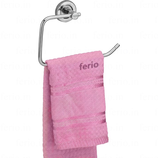 Ferio C- Shaped Rectangle Napkin Ring for Wash Basin Stainless Steel Napkin Holder and Ring, Towel Hanger and Hodler for Bathroom Accessories and Washbasin (Chrome, Pack of 1)